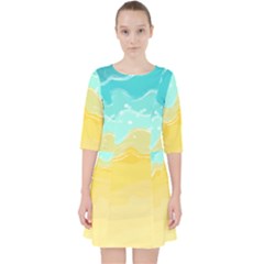 Abstract Background Beach Coast Quarter Sleeve Pocket Dress