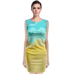 Abstract Background Beach Coast Sleeveless Velvet Midi Dress