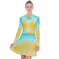 Abstract Background Beach Coast Long Sleeve Panel Dress