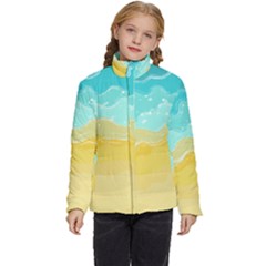 Abstract Background Beach Coast Kids  Puffer Bubble Jacket Coat