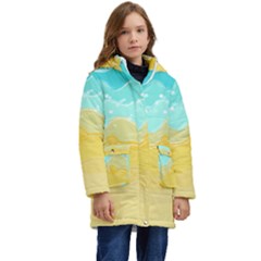 Abstract Background Beach Coast Kids  Hooded Longline Puffer Jacket