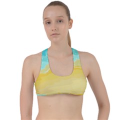 Abstract Background Beach Coast Criss Cross Racerback Sports Bra