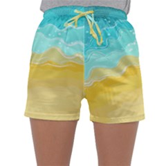 Abstract Background Beach Coast Sleepwear Shorts