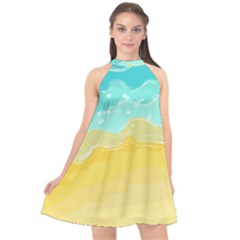 Abstract Background Beach Coast Halter Neckline Chiffon Dress  by anzea