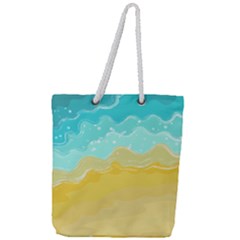 Abstract Background Beach Coast Full Print Rope Handle Tote (large)