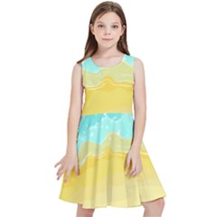 Abstract Background Beach Coast Kids  Skater Dress