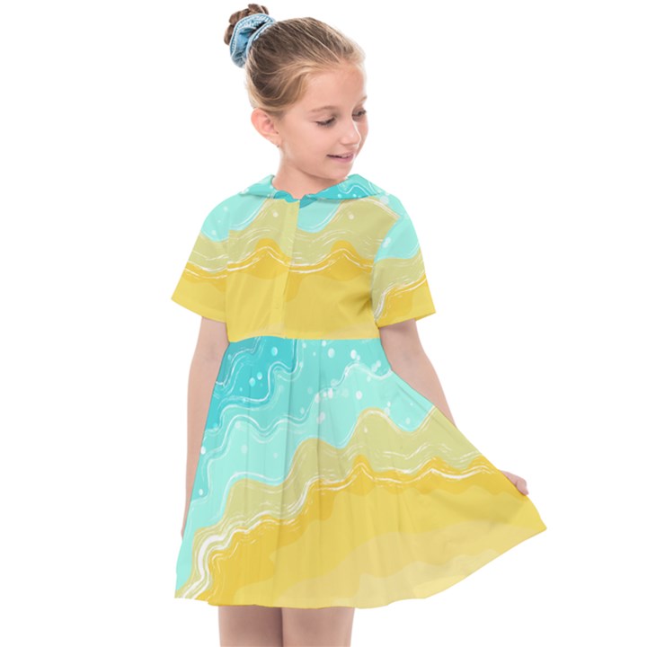 Abstract Background Beach Coast Kids  Sailor Dress