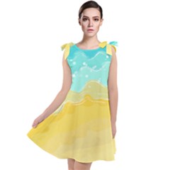 Abstract Background Beach Coast Tie Up Tunic Dress