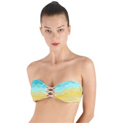 Abstract Background Beach Coast Twist Bandeau Bikini Top by anzea