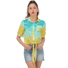 Abstract Background Beach Coast Tie Front Shirt 