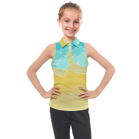 Abstract Background Beach Coast Kids  Sleeveless Polo T-shirt by anzea