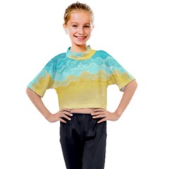 Abstract Background Beach Coast Kids Mock Neck T-shirt