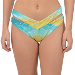 Abstract Background Beach Coast Double Strap Halter Bikini Bottoms