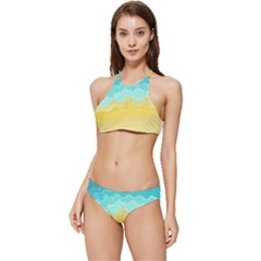 Abstract Background Beach Coast Banded Triangle Bikini Set