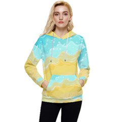 Abstract Background Beach Coast Women s Lightweight Drawstring Hoodie