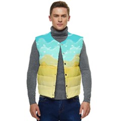 Abstract Background Beach Coast Men s Button Up Puffer Vest	