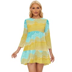 Abstract Background Beach Coast Long Sleeve Babydoll Dress