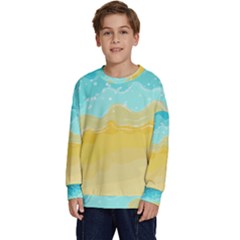 Abstract Background Beach Coast Kids  Crewneck Sweatshirt by anzea