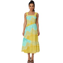 Abstract Background Beach Coast Square Neckline Tiered Midi Dress by anzea