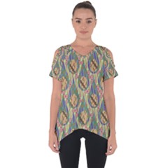 Tribal Background Boho Batik Cut Out Side Drop T-shirt