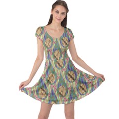 Tribal Background Boho Batik Cap Sleeve Dress by anzea