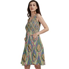 Tribal Background Boho Batik Sleeveless V-neck Skater Dress With Pockets by anzea