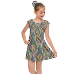 Tribal Background Boho Batik Kids  Cap Sleeve Dress