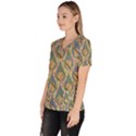 Tribal Background Boho Batik Women s V-Neck Scrub Top View2