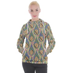 Tribal Background Boho Batik Women s Hooded Pullover