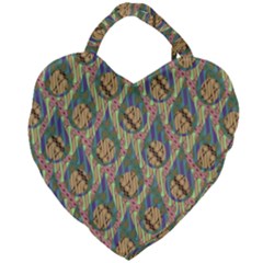 Tribal Background Boho Batik Giant Heart Shaped Tote