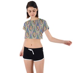 Tribal Background Boho Batik Tie Back Short Sleeve Crop T-shirt