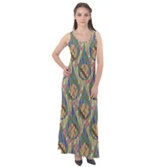 Tribal Background Boho Batik Sleeveless Velour Maxi Dress by anzea