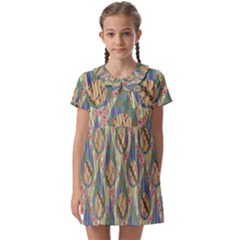 Tribal Background Boho Batik Kids  Asymmetric Collar Dress