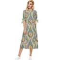 Tribal Background Boho Batik Bow Sleeve Chiffon Midi Dress View1