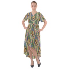 Tribal Background Boho Batik Front Wrap High Low Dress