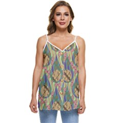 Tribal Background Boho Batik Casual Spaghetti Strap Chiffon Top