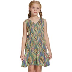 Tribal Background Boho Batik Kids  Sleeveless Tiered Mini Dress by anzea