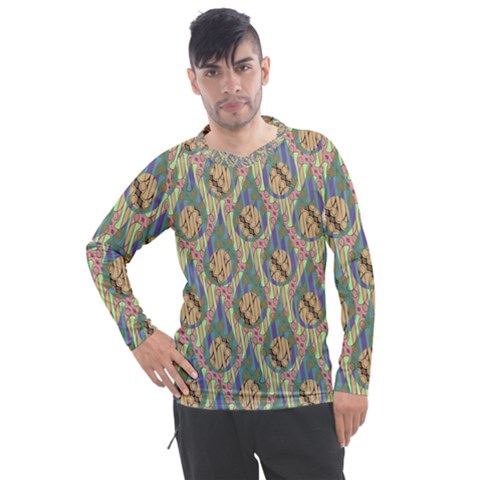 Tribal Background Boho Batik Men s Pique Long Sleeve T-shirt by anzea