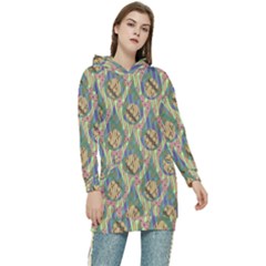 Tribal Background Boho Batik Women s Long Oversized Pullover Hoodie