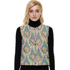 Tribal Background Boho Batik Women s Button Up Puffer Vest