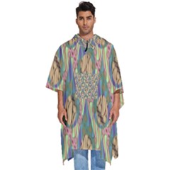 Tribal Background Boho Batik Men s Hooded Rain Ponchos