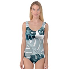 Monstera Leaves Background Princess Tank Leotard  by anzea