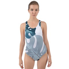 Monstera Leaves Background Cut-out Back One Piece Swimsuit by anzea