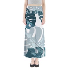 Monstera Leaves Background Full Length Maxi Skirt by anzea