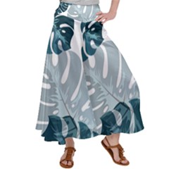 Monstera Leaves Background Women s Satin Palazzo Pants