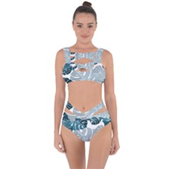 Monstera Leaves Background Bandaged Up Bikini Set 