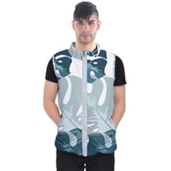 Monstera Leaves Background Men s Puffer Vest