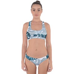 Monstera Leaves Background Cross Back Hipster Bikini Set