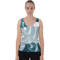 Monstera Leaves Background Velvet Tank Top