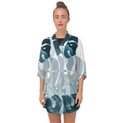 Monstera Leaves Background Half Sleeve Chiffon Kimono